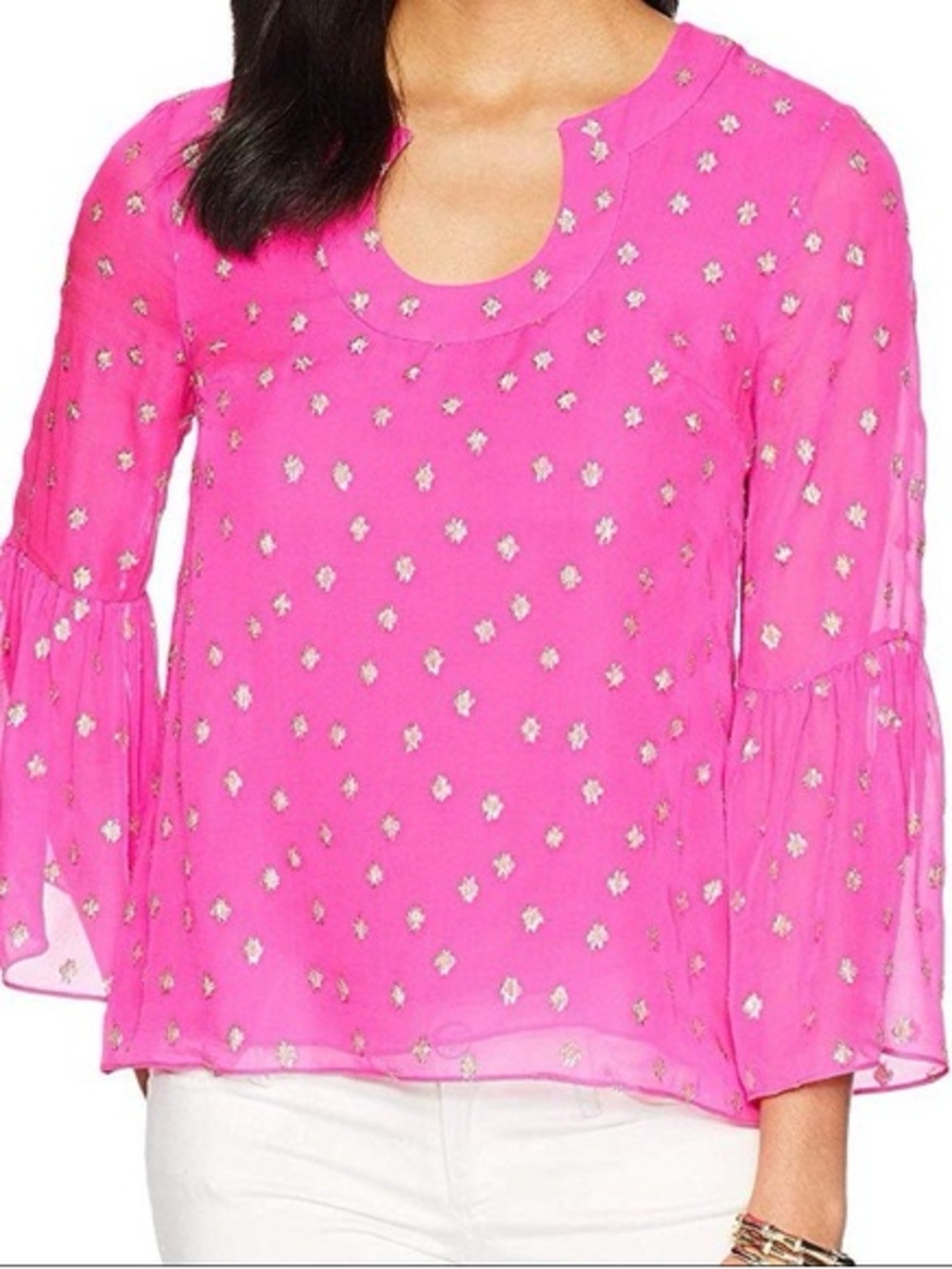 Lilly Pulitzer Amory Starry Clip Chiffon top in Piñata Pink